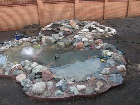 Design of an artificial pond with a fountain