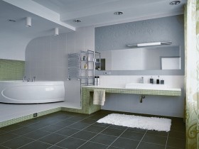Велика ванна кімната з елементами модернізму