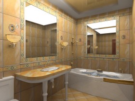 Стильный дизайн большей ванной комнаты