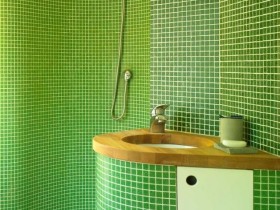 Stylish design shower room with washbasin