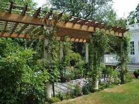 Example of a wooden pergola for a suburban area