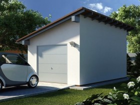 Garage with pent roof