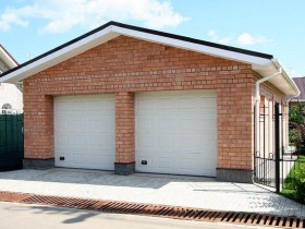 Brick garage with two gates
