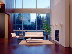 Living room with fireplace in minimalist