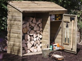 A shed for wood and tools