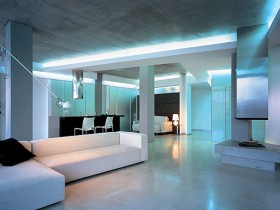 Lighting of the apartment in the style of hi-tech