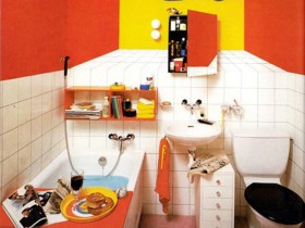 The interior of the bathroom in the style of pop art
