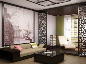 Совмещенная гостиная в китайском стиле