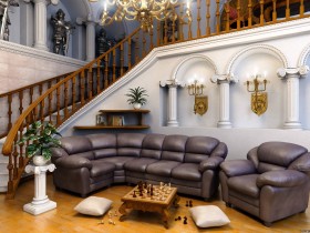 Classic living room with elements of the Romanesque style