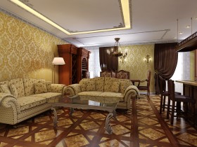 The design of the living room in the classical style