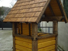 A wooden well in the Russian style