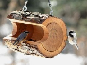 Wooden bird feeder