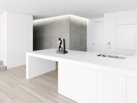 Белая кухня в стиле минимализм