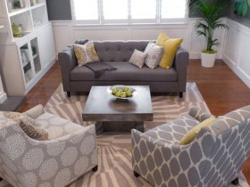 Small living room in white and grey color