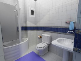 Маленька ванна кімната з душовою кабінкою