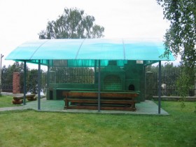 The canopy of coloured polycarbonate
