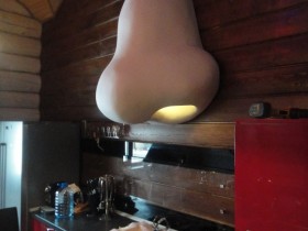 Stylish kitchen with hood in the form of the nose