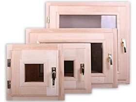Windows made of wood for sauna