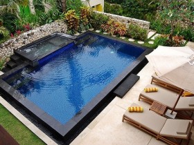 The unusual design of the outdoor pool