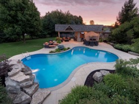 Outdoor swimming pool of irregular shape