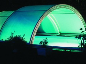 Pool enclosure with backlight