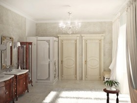 Светлая ванная комната в классическом стиле