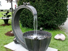 Modern fountain in the country