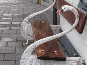 Garden bench in the shape of a Swan