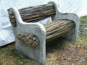 Bench made of twigs