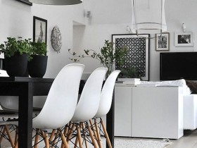 Combined dining room in Scandinavian style