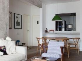 Living room, dining room with elements of Scandinavian style
