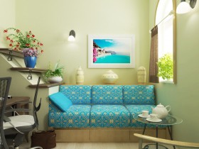 Original living room interior in Mediterranean style