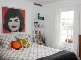 Bright bedroom in the style of kitsch