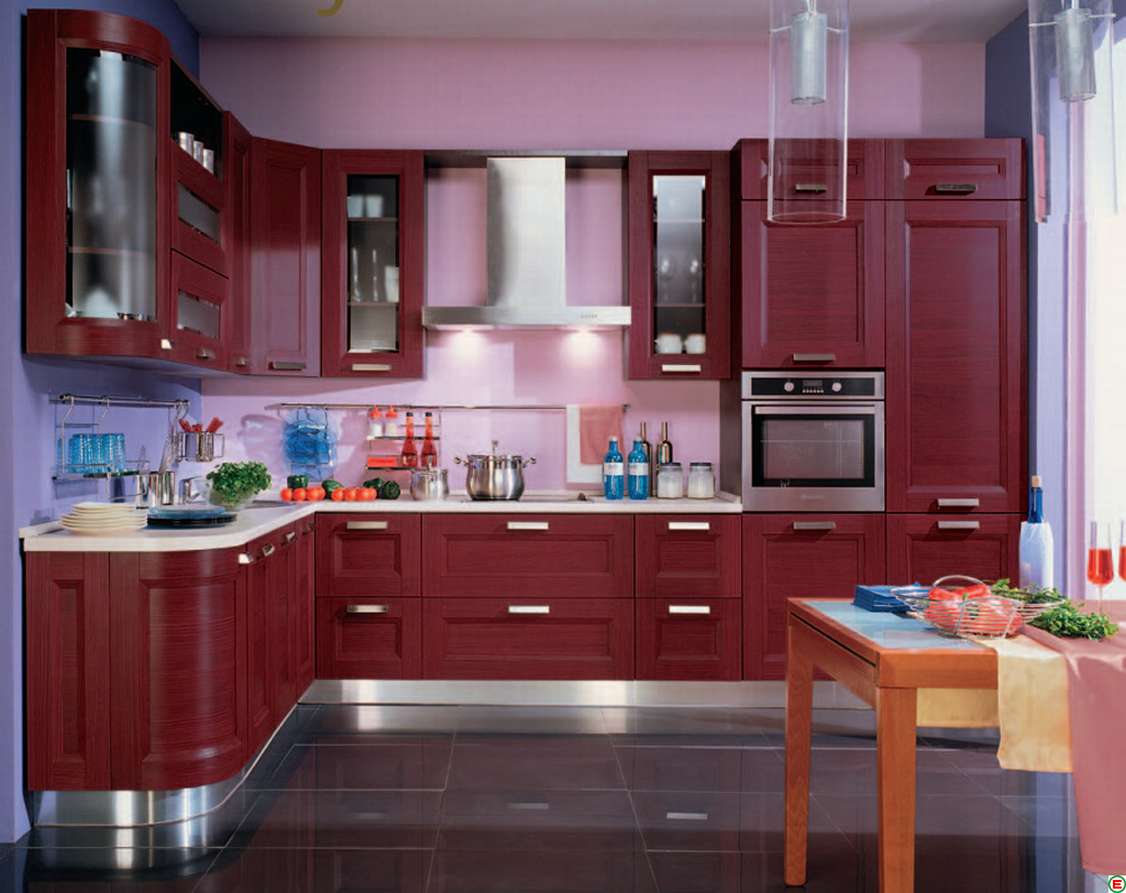 Кухонный мебель бордовый