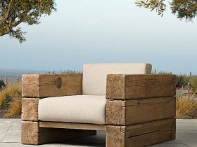 Garden armchair with timber