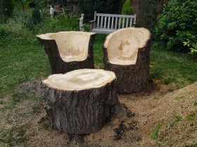 Garden furniture from stumps