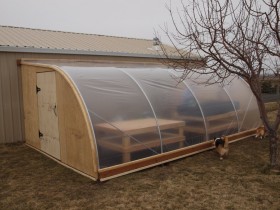 Homemade greenhouse sheeting and timber