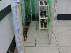 Homemade greenhouse out of plastic bottles