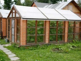 Brick greenhouse in the country