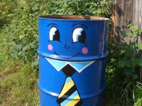 Blue painted barrel