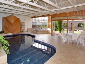 Indoor swimming pool of irregular shape