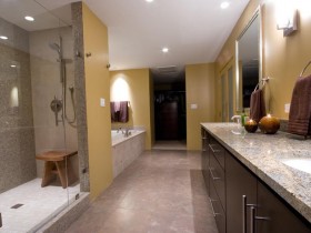Современный дизайн ванной комнаты большего размера
