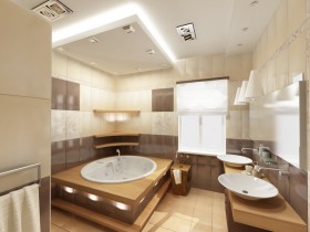 Современный интерьер большой ванной комнаты