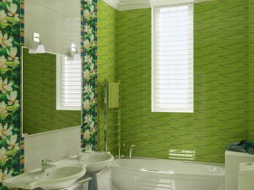 Ванная комната в зеленом оттенке