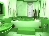 Зеленый цвет ванной комнаты