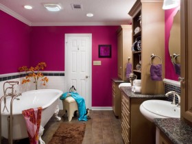 Отделка ванной комнаты розового оттенка