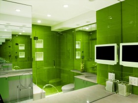 Ванная комната ярко-зеленого цвета