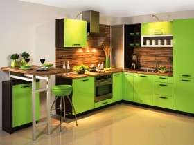 Ярко-зеленая кухня