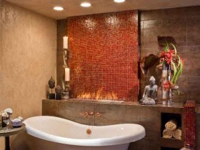 Ванная комната с элементами стиля сафари