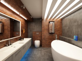 Ванная комната в стиле лофт со скрытой подсветкой